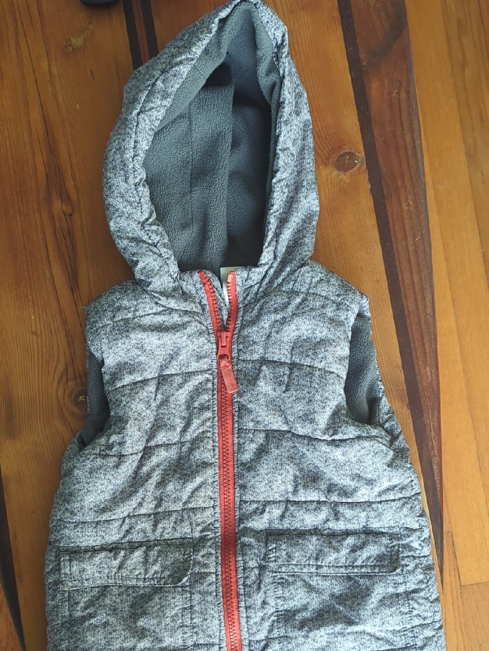 Little Me Heather Gray Fleece Hooded Vest